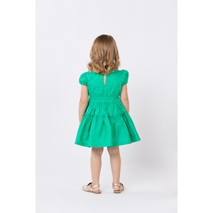 Vestido infantil em tricoline com cabeçote Verde Médio