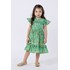 Vestido infantil em tricoline estampada Verde Médio Tamanho 1