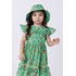 Vestido infantil em tricoline estampada Verde Médio