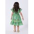 Vestido infantil em tricoline estampada Verde Médio