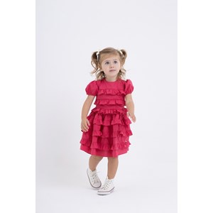 Vestido infantil em tricoline Pink