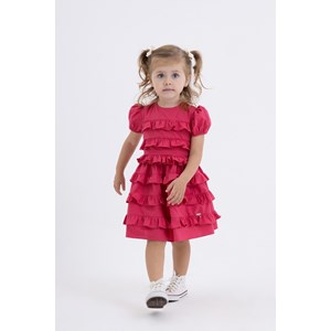 Vestido infantil em tricoline Pink