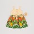 Vestido Infantil Estampado Botões Frontal Barrado Tropical + Faixinha De Cabelo VD OLIVA
