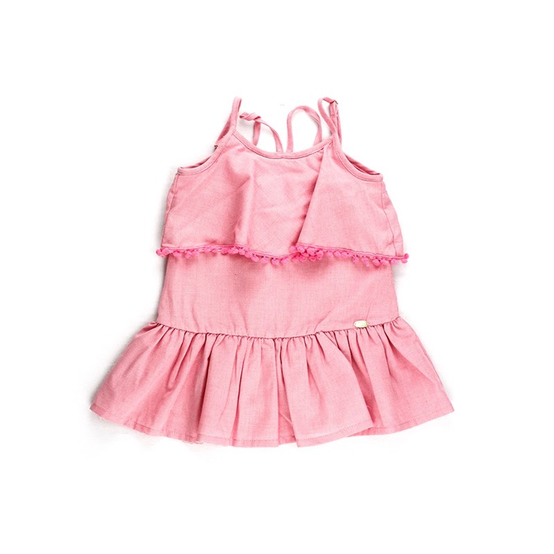 Vestido Infantil / Kids Em Tricoline Rosê - Um Mais Um Rosa Claro