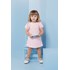Vestido infantil manga curta franzida bufante lapela com botão  parte inferior Rosa Claro