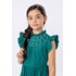 Vestido infantil mídi em tricoline com bordado Verde Escuro