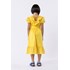 Vestido infantil mídi em tricoline e laise Amarelo Médio