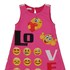 Vestido infantil modelo trapézio em crepe sarjado estampa de emojis PINK