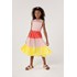 Vestido Infantil Multicolorido Com Recortes Franzidos Detalhes Em Tela CHICLETE